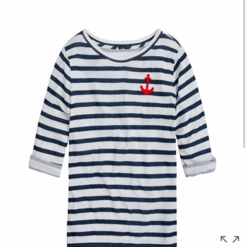 J Crew Anchor Navy Stripe Tee, XS